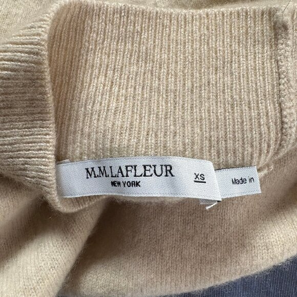 M.M. LaFleur The Luan Cashmere Sweater Oat Beige Mockneck Turtleneck XS - Picture 3 of 14